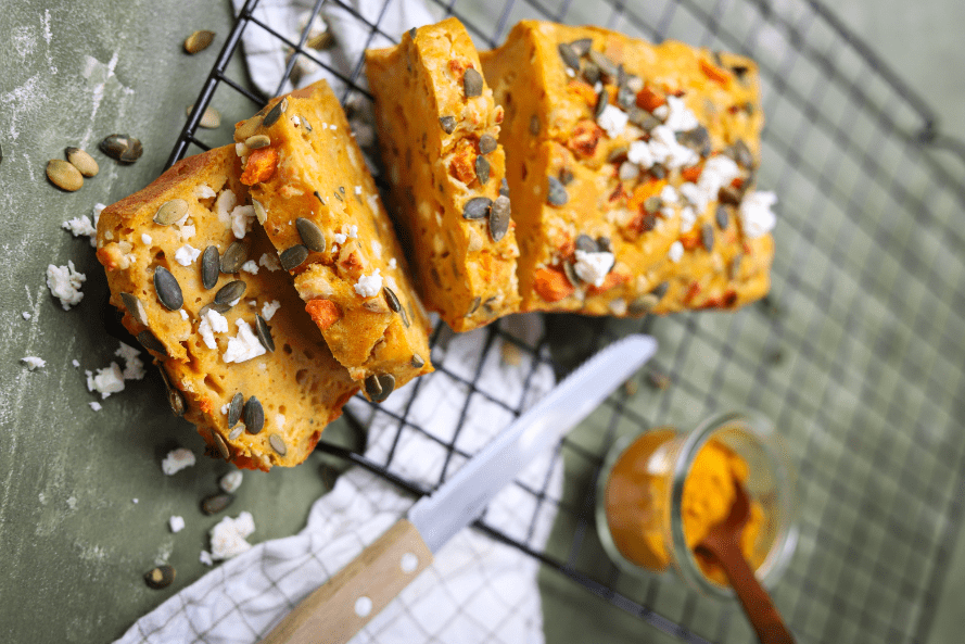 Hartige pompoen cake met feta Hartige pompoen cake met feta