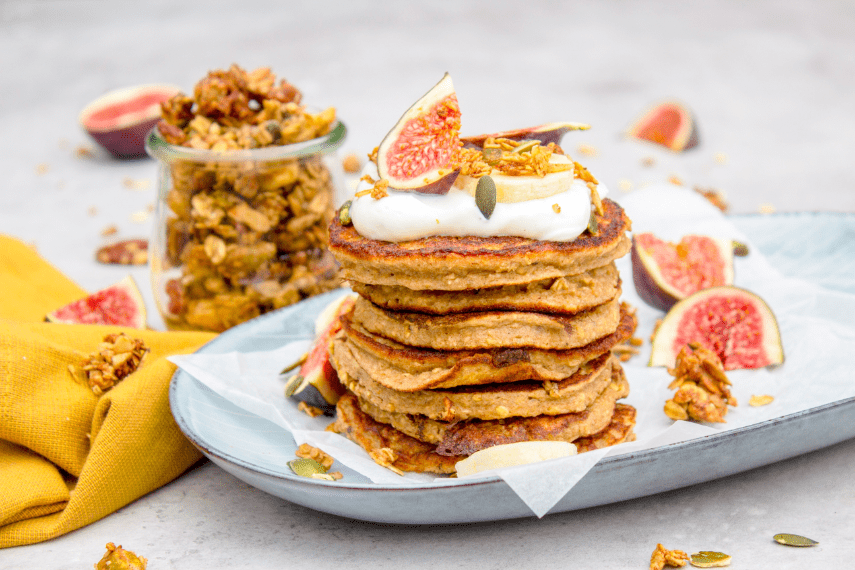 American pancakes met banaan American pancakes met banaan