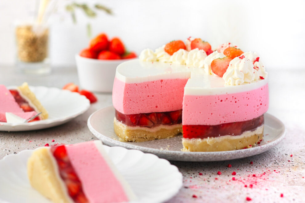 Koolhydraatarme aardbeien jelly yoghurttaart Koolhydraatarme aardbeien jelly yoghurttaart