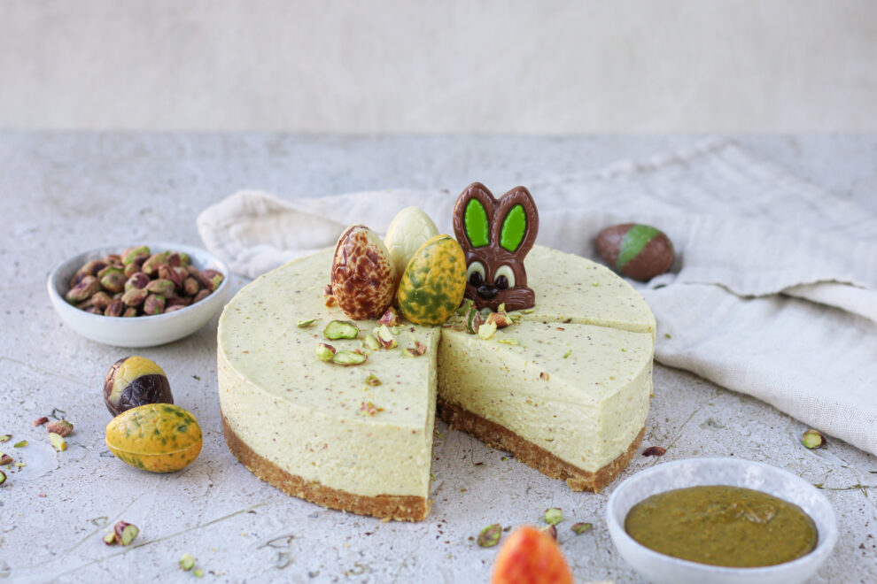 Pistache witte chocolade cheesecake Pistache witte chocolade cheesecake